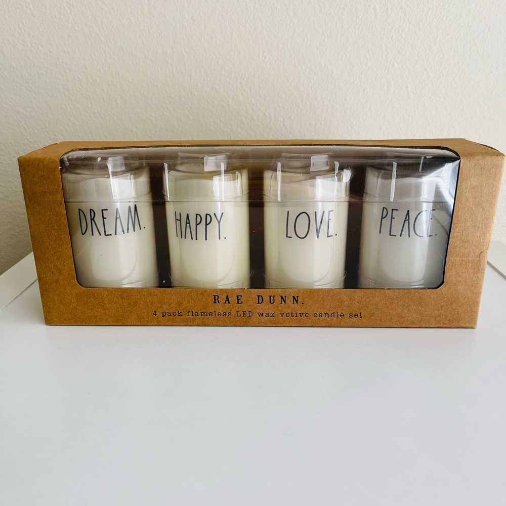 Rae Dunn Set Of 4 LED Votive Candles NWT